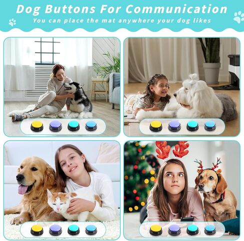 مجموعة ازرار للكلاب مكونة من 4 قطع من بابتالورد، حلقات متصلة وعظام للكلاب، ازرار للتواصل، تعليم كلبك التحدث مع ازرار اوامر الكلاب والقطط الخاصة بنا في 30 ثانية، ازرار تسجيل صوتي للكلب الناطق in Kuwait