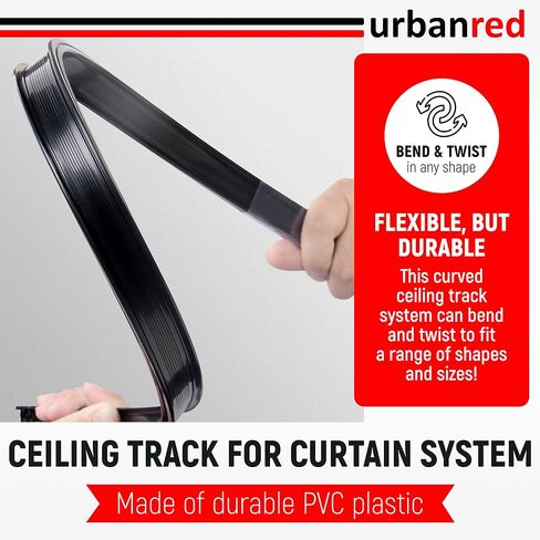 مسار ستارة سقف مرنة قابلة للانحناء من UrbanRed - RV، 5 أمتار (16.4 قدمًا)، حامل سقف لسكة الستارة مع نظام ستارة المسار، مقسم الغرفة in Kuwait