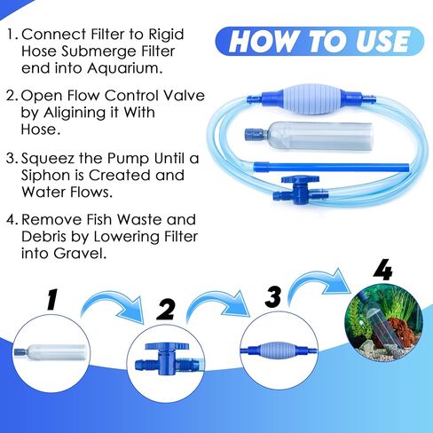LL Products Gravel Vacuum for Aquarium - Fish Tank Gravel Vacuum Cleaner- Aquarium Siphon - 8 FT Long with Minnow Net in Kuwait