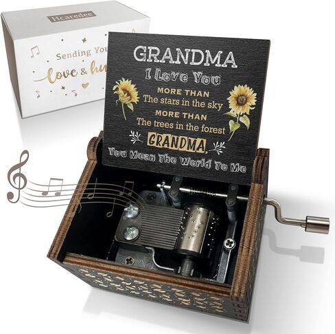 Gifts for Aunt Music Box from Niece or Nephew Aunt Birthday Gift, Auntie Gifts You are My Sunshine Hand Crank Engraved Wooden Musical Boxes for I Love You Aunt(Black) in Saudi Arabia