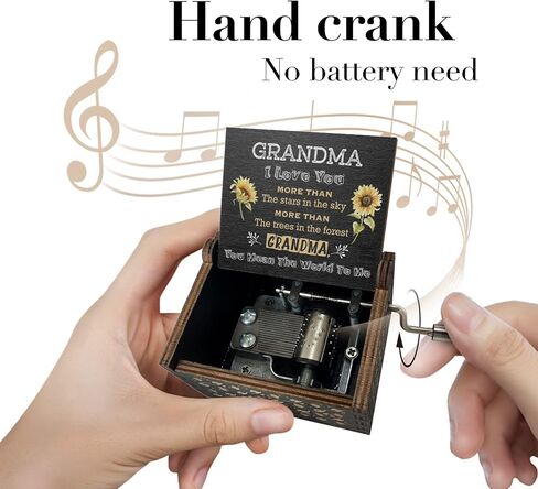 Gifts for Aunt Music Box from Niece or Nephew Aunt Birthday Gift, Auntie Gifts You are My Sunshine Hand Crank Engraved Wooden Musical Boxes for I Love You Aunt(Black) in Saudi Arabia