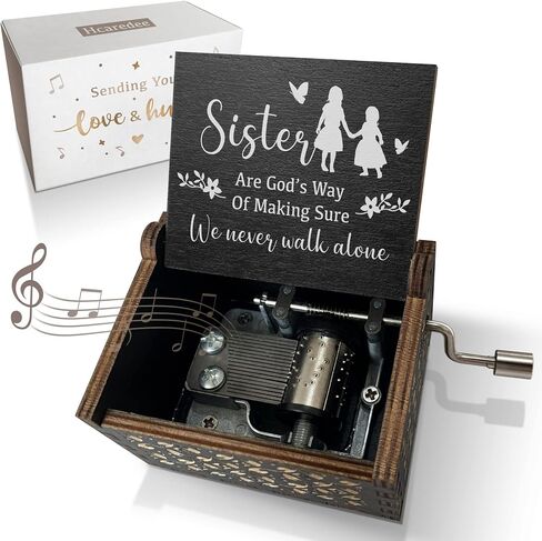 Gifts for Aunt Music Box from Niece or Nephew Aunt Birthday Gift, Auntie Gifts You are My Sunshine Hand Crank Engraved Wooden Musical Boxes for I Love You Aunt(Black) in Saudi Arabia