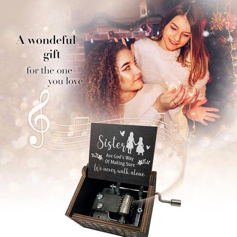 Gifts for Aunt Music Box from Niece or Nephew Aunt Birthday Gift, Auntie Gifts You are My Sunshine Hand Crank Engraved Wooden Musical Boxes for I Love You Aunt(Black) in Saudi Arabia