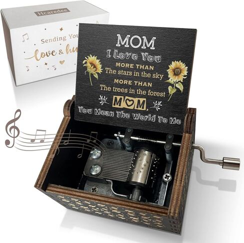 Gifts for Aunt Music Box from Niece or Nephew Aunt Birthday Gift, Auntie Gifts You are My Sunshine Hand Crank Engraved Wooden Musical Boxes for I Love You Aunt(Black) in Saudi Arabia