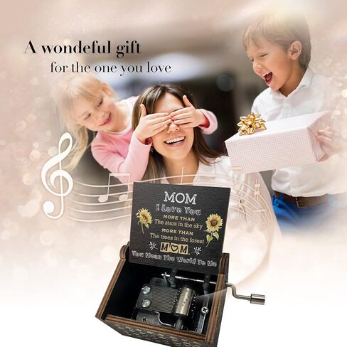 Gifts for Aunt Music Box from Niece or Nephew Aunt Birthday Gift, Auntie Gifts You are My Sunshine Hand Crank Engraved Wooden Musical Boxes for I Love You Aunt(Black) in Saudi Arabia
