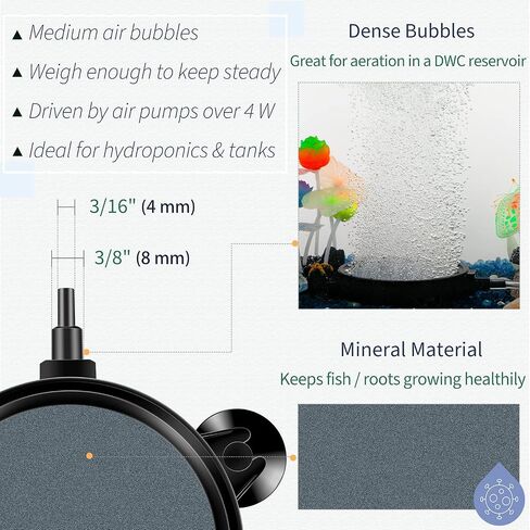 Pawfly Aquarium 4 Inch Air Stone Disc Bubble Diffuser Release Tool for Air Pumps Buckets Fish Tanks Ponds DWC Reservoirs and Circulation System - 2 Pack in Saudi Arabia