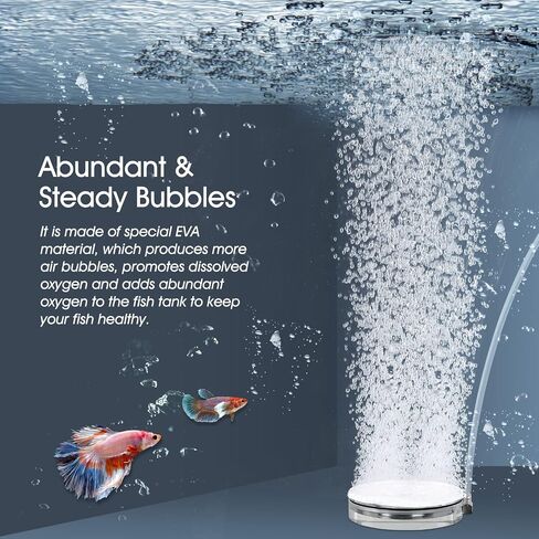 hygger Air Stones for Aquariums, Transparent Acrylic Fish Tank Bubbler Kit with Air Tube, Ultra Silent Bubble Stone Super-High Dissolved Oxygen Diffuser for Aquarium Fish Tank and Hydroponic in Saudi Arabia