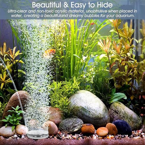 hygger Air Stones for Aquariums, Transparent Acrylic Fish Tank Bubbler Kit with Air Tube, Ultra Silent Bubble Stone Super-High Dissolved Oxygen Diffuser for Aquarium Fish Tank and Hydroponic in Saudi Arabia