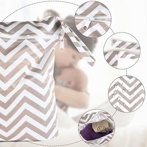 HOYDATE أكياس حفاضات قماشية مبللة وجافة مقاومة للماء وقابلة لإعادة الاستخدام مع جيوب بسحاب لمستلزمات الأطفال المتسخة، حقيبة اليوغا وصالة الألعاب الرياضية لملابس السباحة أو الملابس المبللة in Kuwait