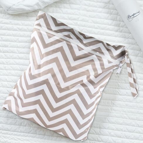 HOYDATE أكياس حفاضات قماشية مبللة وجافة مقاومة للماء وقابلة لإعادة الاستخدام مع جيوب بسحاب لمستلزمات الأطفال المتسخة، حقيبة اليوغا وصالة الألعاب الرياضية لملابس السباحة أو الملابس المبللة in Kuwait