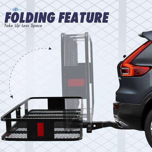 حامل بضائع KING BIRD قابل للطي مقاس 60 × 24 × 6 مع حقيبة مقاومة للماء سعة 18 قدم ومثبت وصلة وأشرطة سقاطة تناسب جهاز استقبال 2 بوصة، وسلة شحن بسعة 550 رطل | وصلة جر مقطورة لنقل البضائع in Kuwait