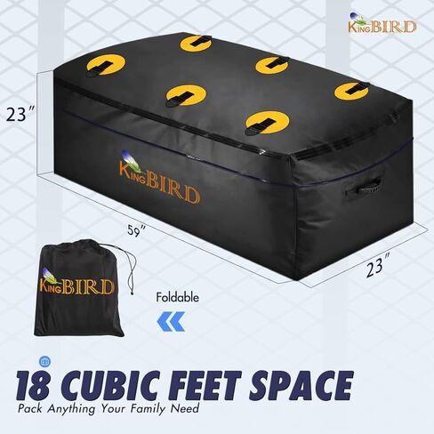 حامل بضائع KING BIRD قابل للطي مقاس 60 × 24 × 6 مع حقيبة مقاومة للماء سعة 18 قدم ومثبت وصلة وأشرطة سقاطة تناسب جهاز استقبال 2 بوصة، وسلة شحن بسعة 550 رطل | وصلة جر مقطورة لنقل البضائع in Kuwait