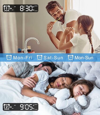 Alarm Clock for Heavy Sleepers Adults, Teenagers, Kids - Digital Clock with Wireless Charging, Dual Alarm(7-5-2), USB Charger, Dimmable, Calendar - Simple Loud Clocks for Bedrooms Dorm in Kuwait