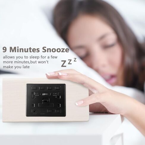 Kogonee Wooden Digital Alarm Clock, 0-100% Dimmer, 2 Alarm Settings, Weekday/Everyday Mode, 9 Mins Snooze, 12/24H, Temperature and Date Display for Office, Travel, Bedroom Alarm Clock (Black) in Saudi Arabia