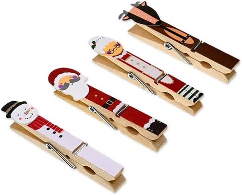 مشابك غسيل على شكل شخصية عيد الميلاد - سانتا والسيدة كلوز ورجل الثلج والرنة - للديكور وعرض البطاقات والمزيد in Kuwait