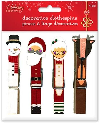 مشابك غسيل على شكل شخصية عيد الميلاد - سانتا والسيدة كلوز ورجل الثلج والرنة - للديكور وعرض البطاقات والمزيد in Kuwait