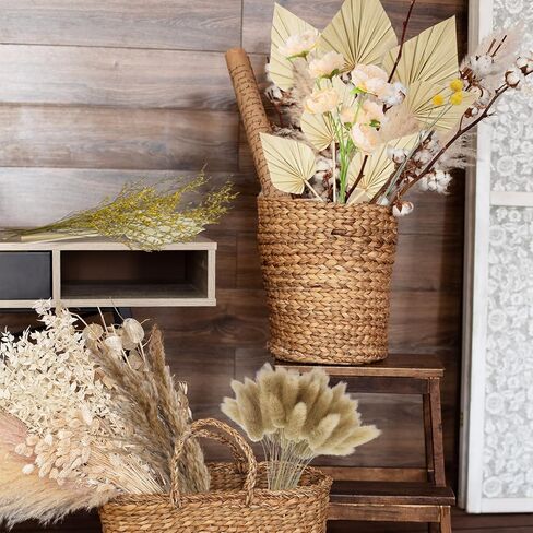 Auidy_6TXD 110 قطعة من ديكور عشب بامباس الطبيعي، بوهو بامباس عشب أوراق النخيل المجففة باقة نباتات مجففة للمنزل قطع مركزية لحفلات الزفاف وديكور ترتيبات الزهور in Kuwait