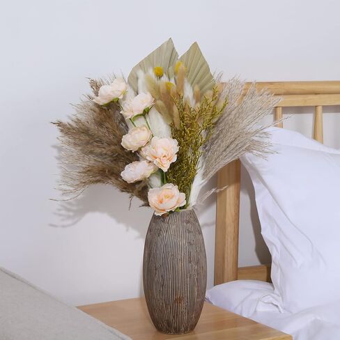 Auidy_6TXD 110 قطعة من ديكور عشب بامباس الطبيعي، بوهو بامباس عشب أوراق النخيل المجففة باقة نباتات مجففة للمنزل قطع مركزية لحفلات الزفاف وديكور ترتيبات الزهور in Kuwait