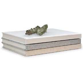 Decorative Book Set | Linen Covered Book Set | Set of 3 Real Linen Hardcover Book for Decor | Fashion Designer Books | Home Decor Coffee Table Book Set | Display Books for Coffee Tables and Shelves