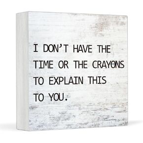 Wooden Box Sign,Funny Office Box Sign,Wood Plaque Block Sign,Wall Home Cubicle Bookshelf Decor,Rustic Home Work Office Decor,Great Gift for Coworker Boss Friend Family,Office Supplies,32