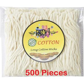 IS4A 500 Pcs Handmade Long Cotton Wicks for Puja Pooja Jyot Batti for Oil Lamp Diya for Diwali Deepawali Diya, Ideal for Brass, Kuber Clay Diya for Home Mandir Temple Clay diyas in Kuwait