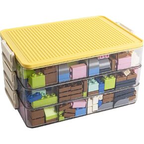 Toys Storage Organizer Bins for Lego, Stackable Toys Organizer, Lego Building Block Storage, Toy Storage Box with 24 Palace Grids, Plastic Stackable Organizer Bins (Black 1Layers) in Kuwait