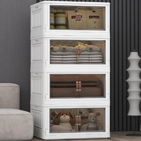Shelime Collapsible Storage Bins with Lids and Doors – 3 Pack 23 Gal Stackable Storage Boxes with Wheels Large Foldable Storage Bins for Closet Organizers Toys Clothes and Books in Saudi Arabia