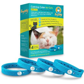 Cat Calming Collars - 4 Packs Cat Collar Infused with Synthetic Pheromones (Blue) - Cat Pheromone Diffuser Necklace for Anxiety Relief, Travel, Keeping Kitty Quiet in Kuwait
