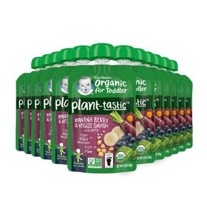 Gerber Organic Baby Food Pouches, Toddler, Plant-tastic, Summer Fruit & Veggie Smash, 3.5 oz (Pack of 12)