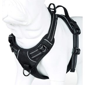 Soft Front Dog Harness .Best Reflective No Pull Harness with Handle and 2 Leash Attachments