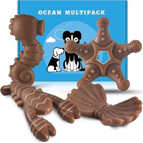 NEZIN Dog Toys for Aggressive Chewers, Indestructible Toys for Large Dogs, Dog Chew for Large Medium Small Breed, 3 Pack Super Chewer with Tough Nylon, Gift for Dogs in Kuwait
