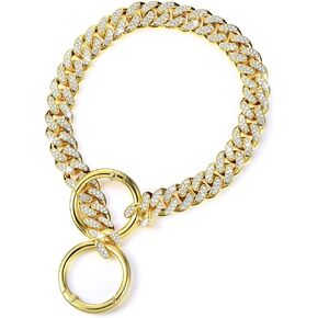 Gold Chain Dog Collar Cuban Link Dog Chain Metal Dog Chain Collars 12 mm Width Dog Cuban Link Collar for Small Medium Large Dogs (12 Inch)