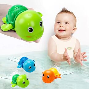 2023 Upgraded Bath Toys, Cute Swimming Turtle Baby Bath Toys for Toddler 1-3, Water Pool Floating Wind Up Toys for 1 Year Old Boy Girl Gifts, Infant Toddlers Kids Bathtub Toys, 3 Pack in Saudi Arabia