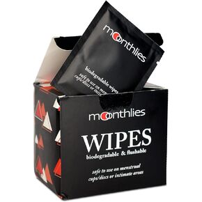 MOONTHLIES Menstrual Cup Wipes, Individually Wrapped Wipe For On The Go Cleaning of Menstrual Discs (30 Count Box of Wipes) in Kuwait