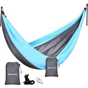 جيفرير ارجوحة تخييم، ارجوحة محمولة مع شريطين شجرة، ارجوحة مظلات خفيفة الوزن من النايلون للمشي لمسافات طويلة، شنطة الظهر، الصيد، في الهواء الطلق، الشاطئ، التخييم، ازرق ورمادي in Kuwait