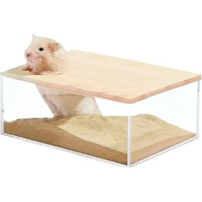 kathson Hamster Sand Bath Box Transparent Acrylic Small Animals Shower Bathtub Guinea Pigs Digging Sand Container Cage Accessories for Lemmings Gerbil Mice Hedgehog Chinchilla (Rectangle) in Saudi Arabia
