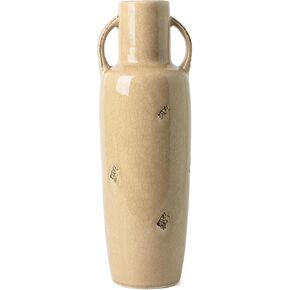 VICTOR & TERESA Tall Vase for Flowers, 15.1'' Rustic Beige Floor Vases for Pampas Grass, Farmhouse Decorative Large Vases for Mantel, Living Room, Centerpieces, Home Decor, Gifts for Mom
