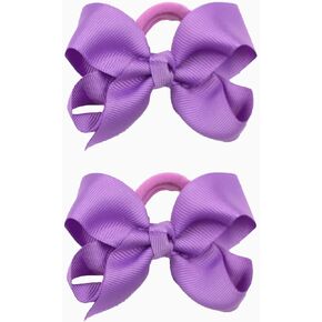 3 Inch Baby Girl Hair Bows Elastic Hair Tie Accessories Bow Ponytail Holder - Set of 2 (White) in Kuwait