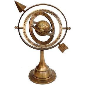 مجموعة هانزلا 27.94 سم كروي أرضي نحاسي عتيق مع سهم بقرص الشمس 26.67 سم منقوش عليها كلمة «Nautical Maritime Astrolabe » in Kuwait