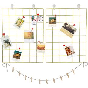 GBYAN Wall Grid 2 Pack Wire Photo Grid Panels Memo Board Wall منظم (أبيض)