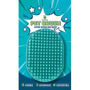 GreenPet Silicone Dog Grooming Brush - Waterproof Dog/Cat Bath Brush - Durable Wet/Dry Pet Shedding Brush for Loose Dog Hair - Comfortable Strap, Flexible Bristles in Kuwait