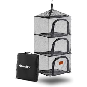 ويالرز شبكة جافة شبكية للحشرات، 4 طبقات معلقة في الهواء الطلق، منظم التخييم ملحقات المطبخ والاطباق والملابس والطعام والخضروات والفواكه رف قابل للطي للتخزين في المنزل والتخييم والنزهات والشواء in Kuwait