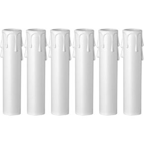 Drip Candle Socket Covers - Set of 6，Chandelier Candelabra Base,4 inch Tall Cream White Plastic Candle Slip Over Sleeves