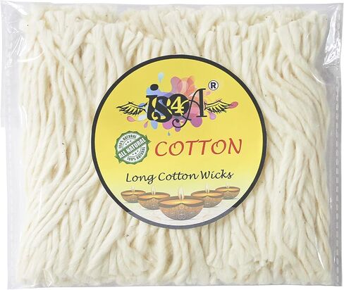IS4A 500 Pcs Handmade Long Cotton Wicks for Puja Pooja Jyot Batti for Oil Lamp Diya for Diwali Deepawali Diya, Ideal for Brass, Kuber Clay Diya for Home Mandir Temple Clay Diyas in Saudi Arabia