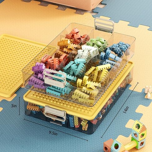 Toys Storage Organizer Bins for Lego, Stackable Toys Organizer, Lego Building Block Storage, Toy Storage Box with 24 Palace Grids, Plastic Stackable Organizer Bins (Black 1Layers) in Kuwait