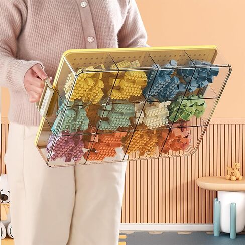 Toys Storage Organizer Bins for Lego, Stackable Toys Organizer, Lego Building Block Storage, Toy Storage Box with 24 Palace Grids, Plastic Stackable Organizer Bins (Black 1Layers) in Kuwait