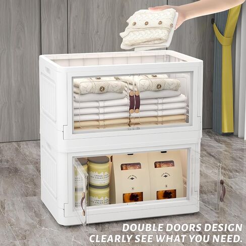 Shelime Collapsible Storage Bins with Lids and Doors – 3 Pack 23 Gal Stackable Storage Boxes with Wheels Large Foldable Storage Bins for Closet Organizers Toys Clothes and Books in Saudi Arabia