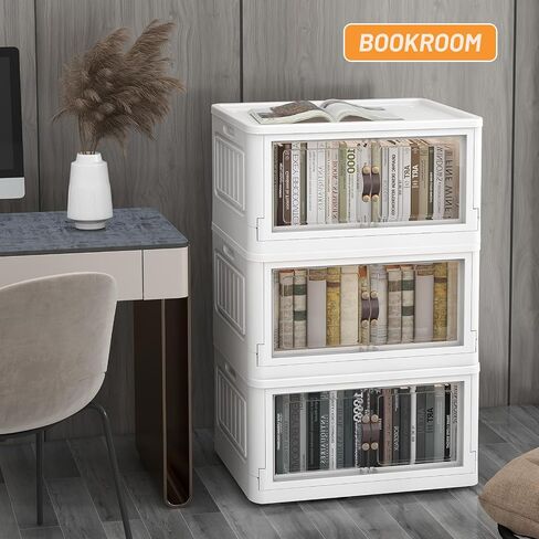 Shelime Collapsible Storage Bins with Lids and Doors – 3 Pack 23 Gal Stackable Storage Boxes with Wheels Large Foldable Storage Bins for Closet Organizers Toys Clothes and Books in Saudi Arabia