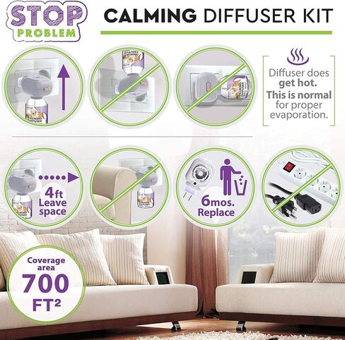 موزع الفيرمون المهدئ من بيليفيد بيتس عبوة من قطعتين للقطط مع تأثير استرخاء طويل الأمد - تركيبة معززة لتخفيف القلق - الوقاية من الإجهاد للحيوانات الأليفة (الموزع غير متضمن) in Kuwait