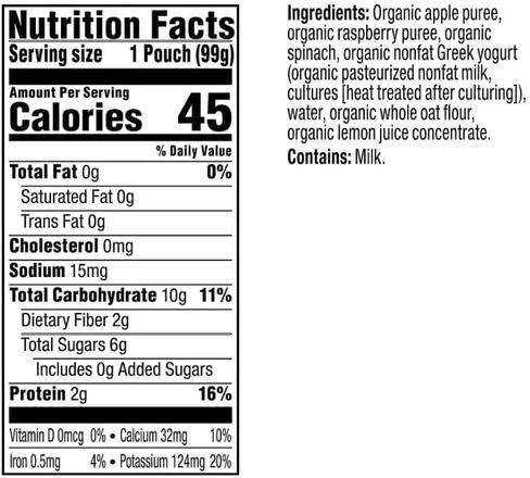 أغذية الأطفال العضوية من بلوم أورجانيكس - المرحلة 2 - التفاح والتوت والسبانخ والزبادي اليوناني - كيس 3.5 أونصة (عبوة من 4 قطع) - كيس أغذية الأطفال من الفواكه والخضروات العضوية in Kuwait